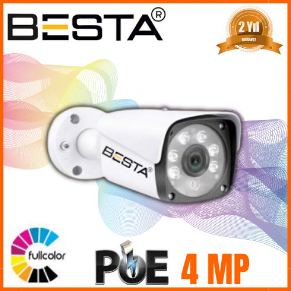 Besta 4 MP 8 ATOM WARM LED IP POE Güvenlik Kamerası KD-1408 - 2