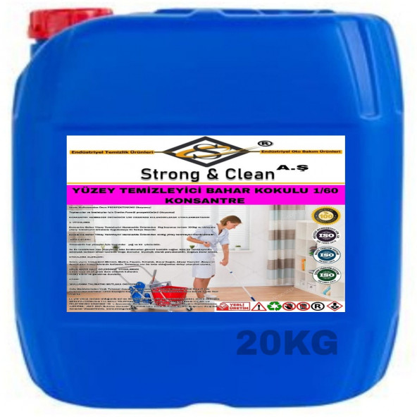 YÜZEY TEMİZLEYİCİ KONSANTRE 1/60 BAHAR KOKULU 20KG