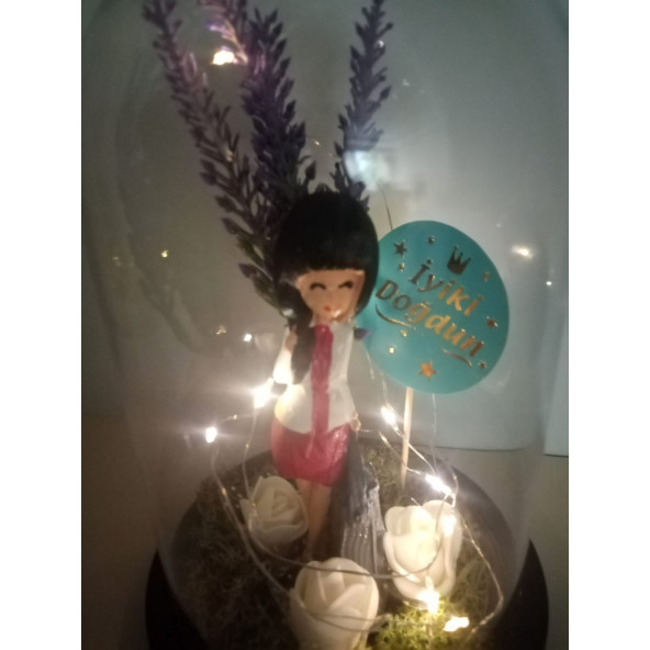 Kız Arkadaşa Doğum Günü Hediyesi İyi ki Doğdun Yazılı Mika Fanus Teraryum - 2