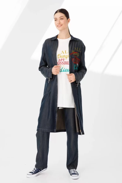 BASKILI ŞERİTLİ  PENYE İÇLİKLİ TENCEL KAP - Lyocell Haki Tint - 3