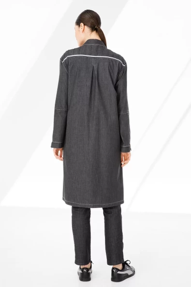 BASKILI ŞERİTLİ  PENYE İÇLİKLİ TENCEL KAP - Lyocell Füme - 4
