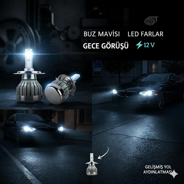 Space 12V Buz Mavisi H7 Led Far Ampulü (3000LM) ürün görseli 1