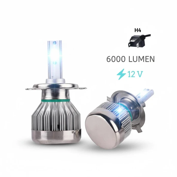 Space 12V H4 Buz Mavisi Led Far Ampulü (3000LM) - Resim 2