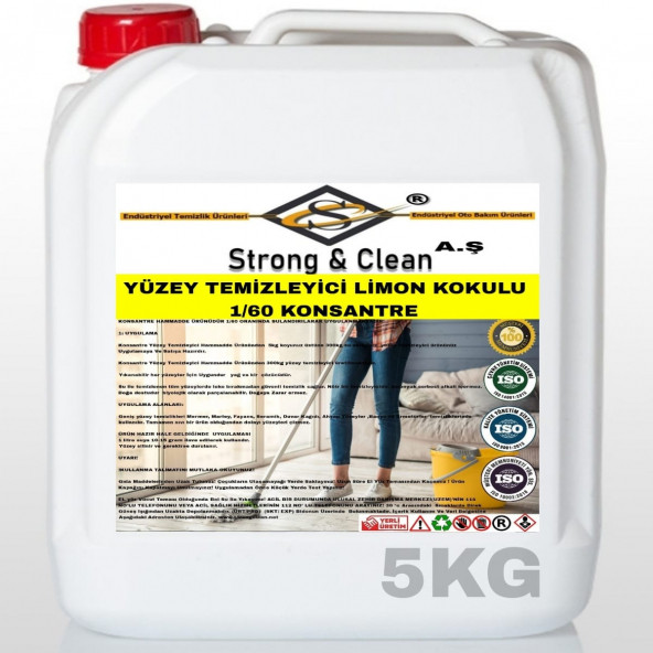 YÜZEY TEMİZLEYİCİ KONSANTRE 1/60 LİMON KOKULU 5KG - 1