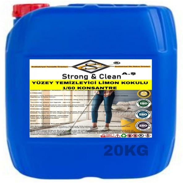 YÜZEY TEMİZLEYİCİ KONSANTRE 1/60 LİMON KOKULU 20KG