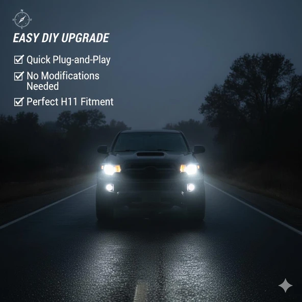 Space 12V H11 Beyaz Led Far Ampulü (4800LM) Ultra parlak - Resim 3