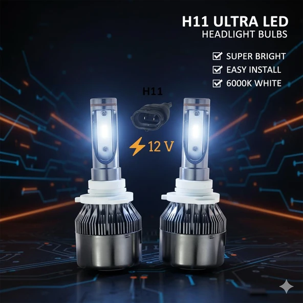 Space 12V H11 Beyaz Led Far Ampulü (4800LM) Ultra parlak ürün görseli 1