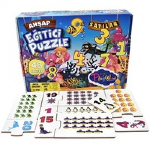 Play Wood Sayılar 48 Parça Eğitici Ahşap Puzzle Eşleştirme