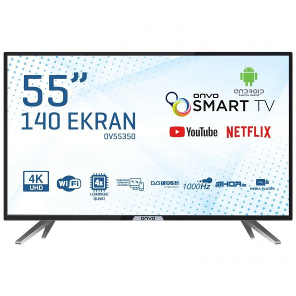 Onvo OV55350 4K Ultra HD 55" 140 Ekran Uydu Alıcılı Android Smart LED TV