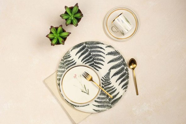 Porland Botanical 19 Parça 6 Kişilik Pasta&Çay Takımı 04ALM005697