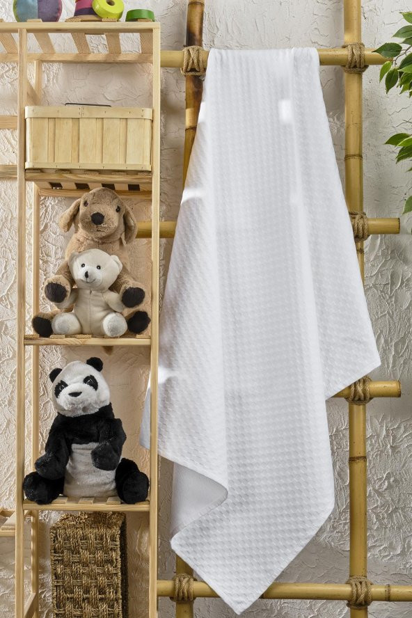 Pamuk Pike Bebek Battaniye 90x110 cm Beyaz