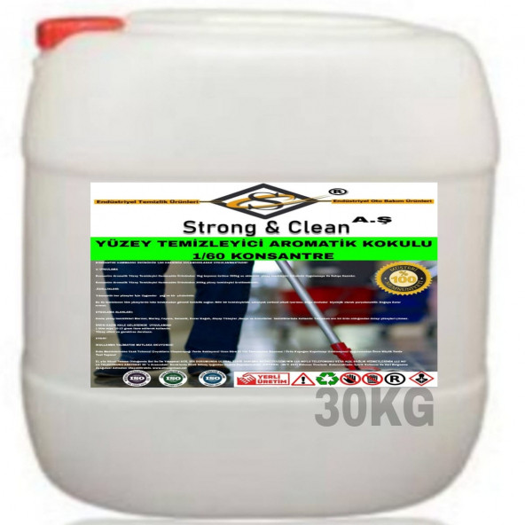 YÜZEY TEMİZLEYİCİ KONSANTRE 1/60 AROMATİK KOKULU 30KG