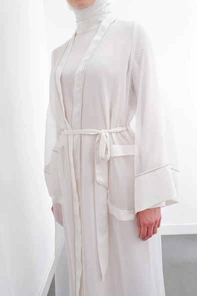 ORGANZE & SANDY LUXURY İKİLİ TAKIM - Ekru - 7