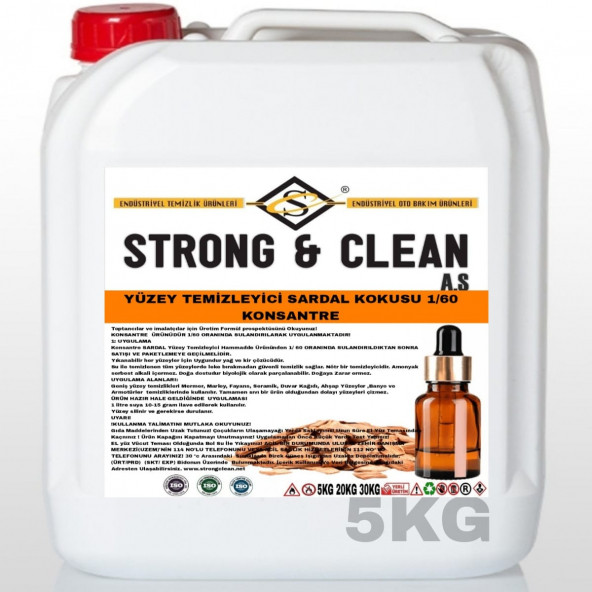 YÜZEY TEMİZLEYİCİ KONSANTRE 1/60 SANDAL KOKULU 5KG - 1