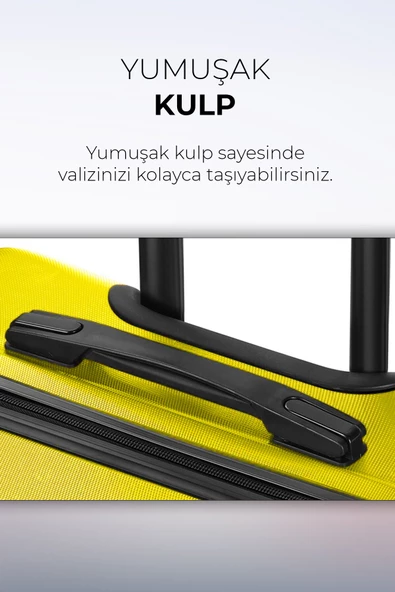 Polo&Sky Elmas Model Sarı Renk Kabin Boy Valiz - 3