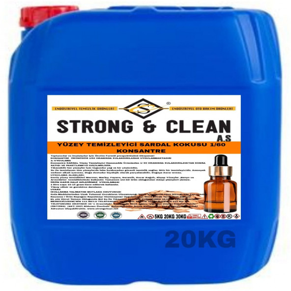 YÜZEY TEMİZLEYİCİ KONSANTRE 1/60 SANDAL KOKULU 20KG