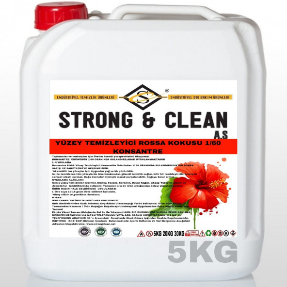 YÜZEY TEMİZLEYİCİ KONSANTRE 1/60 ROSE KOKULU 5KG