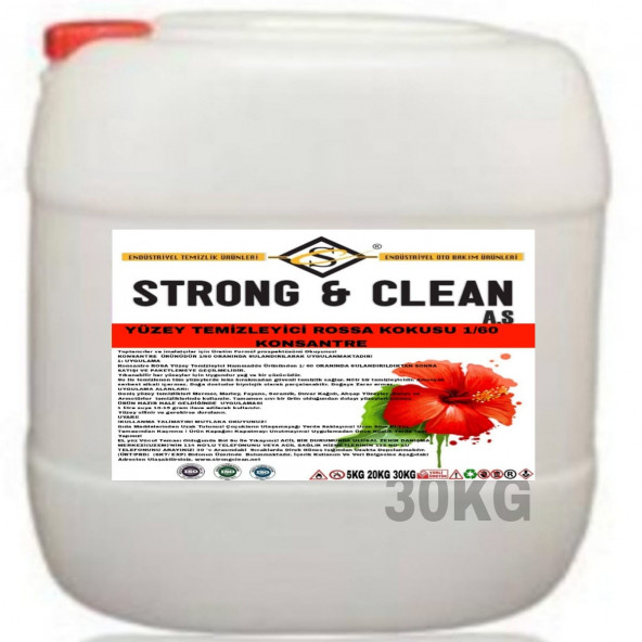 YÜZEY TEMİZLEYİCİ KONSANTRE 1/60 ROSE KOKULU 30KG