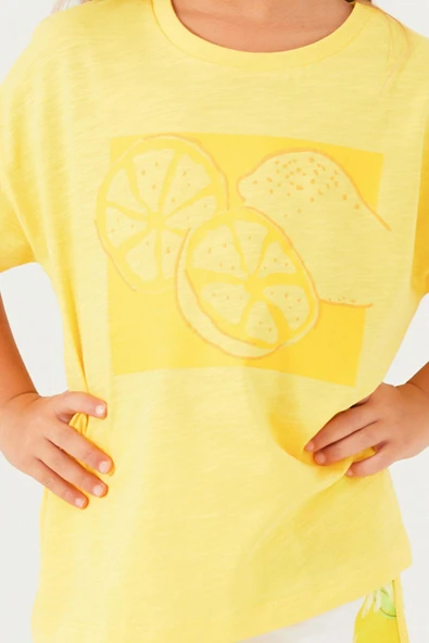 Roly Poly 3086 Garson Fruit Pattern Açık Yeşil Kız Çocuk Şort Takım - 4