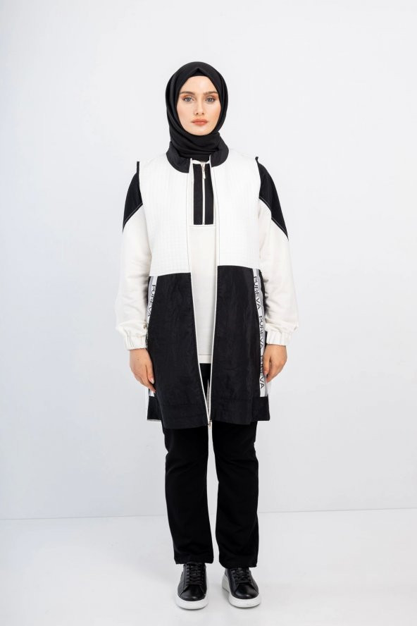 KAPİTONE DETAYLI YELEKLİ 3 LÜ TAKIM - Ekru