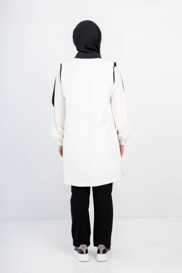 KAPİTONE DETAYLI YELEKLİ 3 LÜ TAKIM - Ekru - 3