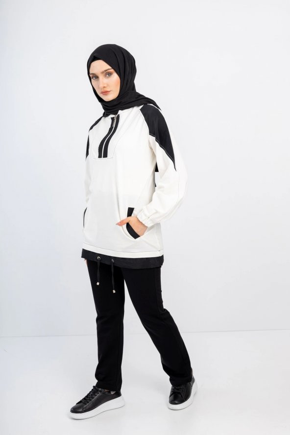 KAPİTONE DETAYLI YELEKLİ 3 LÜ TAKIM - Ekru - 4