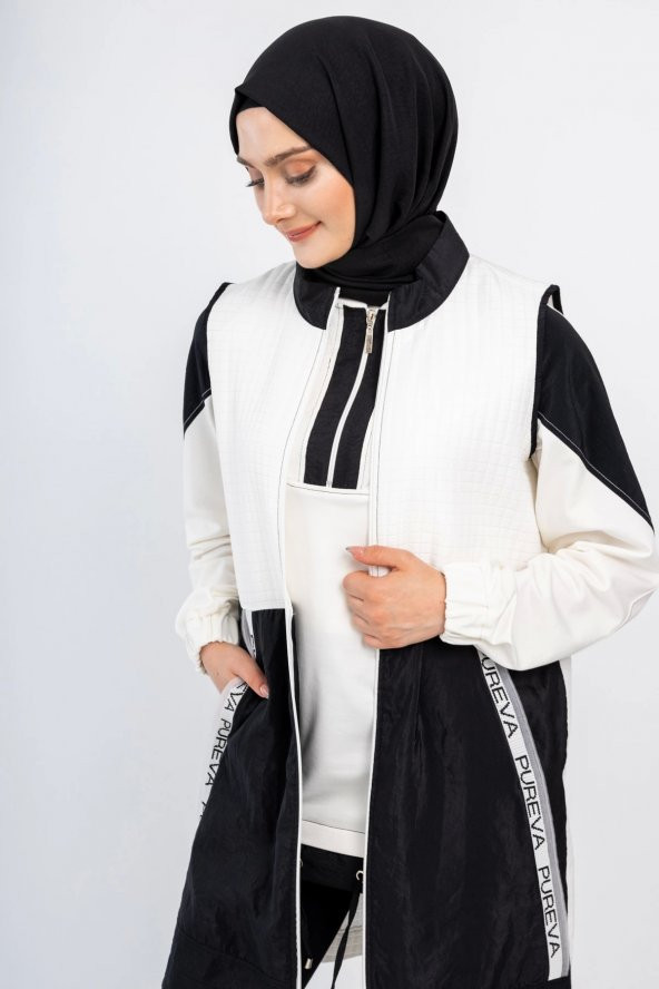 KAPİTONE DETAYLI YELEKLİ 3 LÜ TAKIM - Ekru - 6