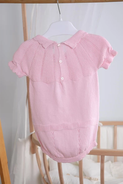 Saç Bantlı %100 Pamuk Kız Bebek Triko Zıbın 5514 - 8