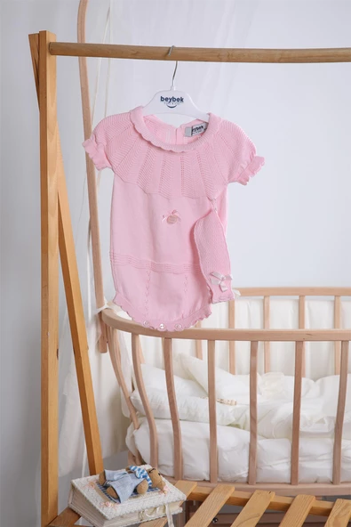Saç Bantlı %100 Pamuk Kız Bebek Triko Zıbın 5514 - 9