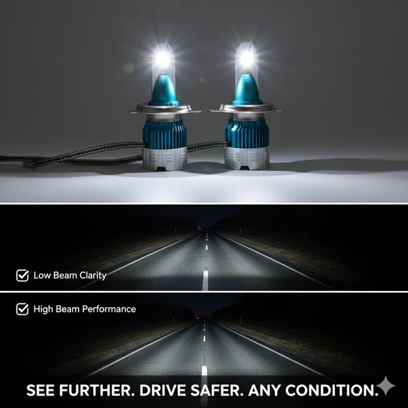 Space H4 Led Far Ampulü - Şimşek Etkili (4800LM) - Resim 2