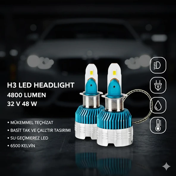 Space H3 Led Far Ampulü 4800LM Güçlü parlak beyaz Led Far ürün görseli 1