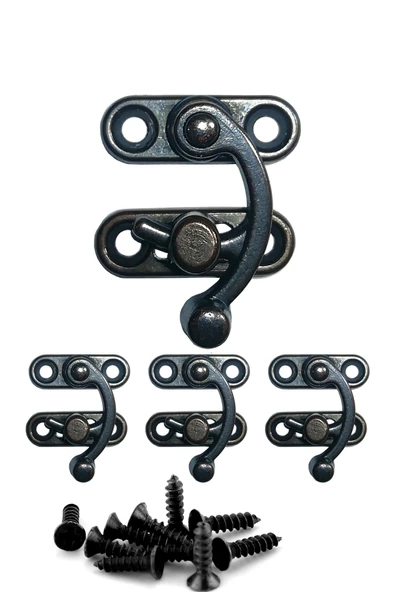 KÜÇÜK YAY GÖZÜ KANCALI KİLİT OKSİT 4 ADET KUTU SANDIK VE KAPAK KLİPSİ 20X24 MM