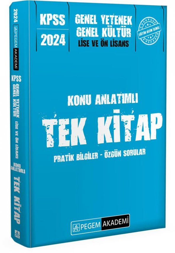 2024 KPSS Genel Yetenek Genel Kültür Lise ve Önlisans Konu Anlatımlı Tek Kitap Pegem Yayınları