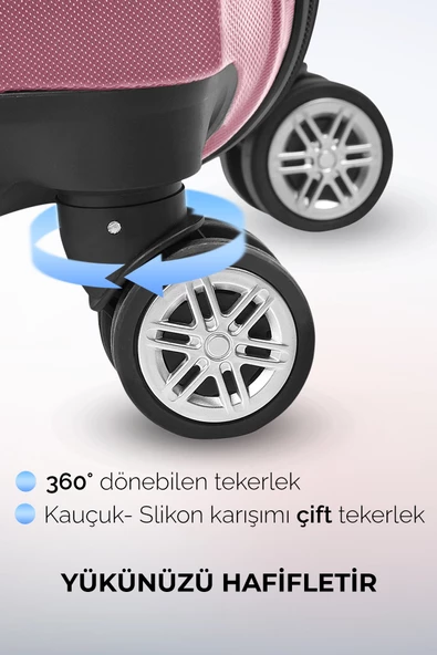 Polo&Sky Elmas Model Gül Kurusu Renk Kabin Boy Valiz - 5