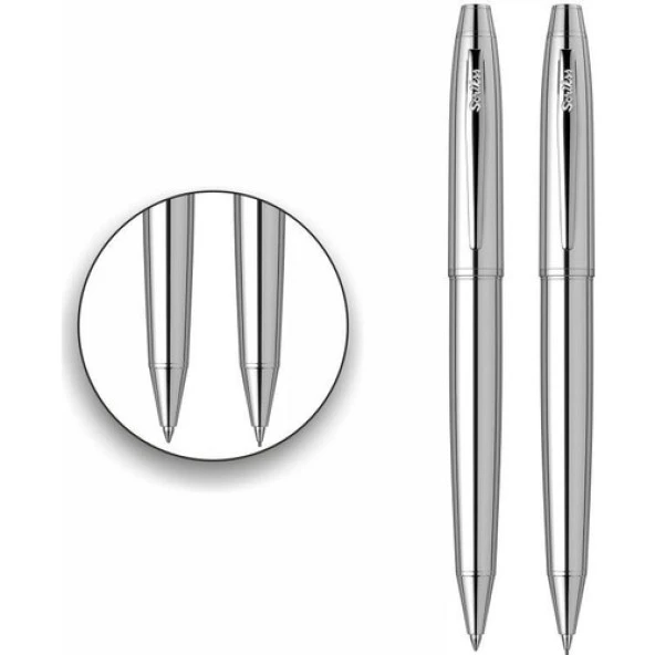 Scrikss 35 Dolma-Tükenmez Kalem Takımı Krom Lüks Kutuda - Resim 2