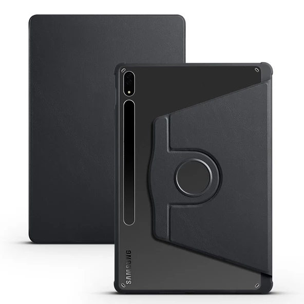 Gpack Samsung Galaxy Tab S7 FE LTE T737 Kılıf Termik Arkası Şeffaf Smart Kapaklı Kalem Bölmeli T1 - 6
