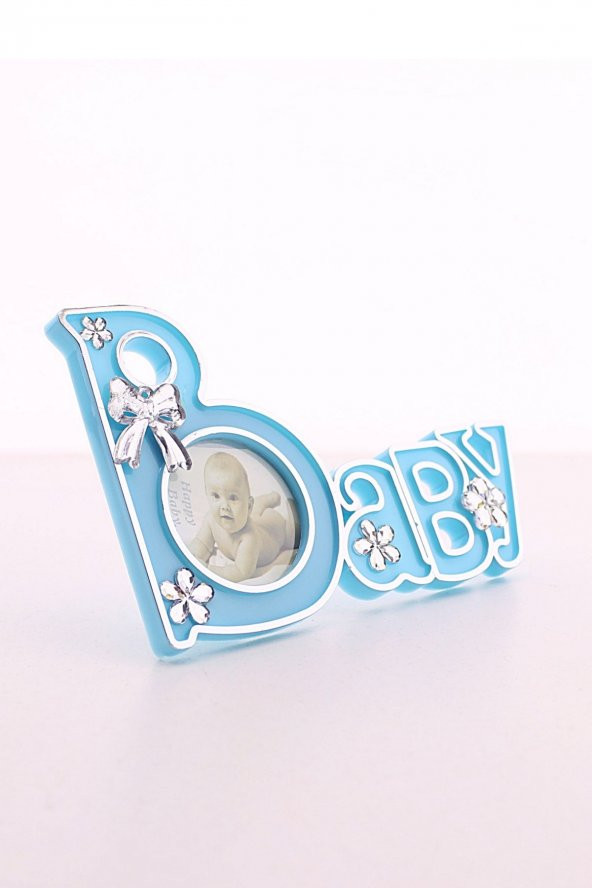 2 Adet Baby Yazılı Sevimli Mini Resim Çerçevesi Mavi - 2