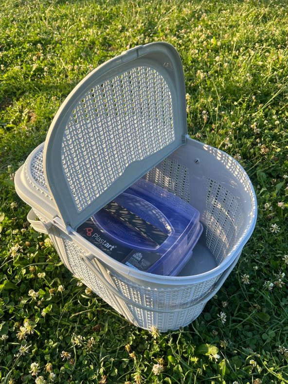 King Mop 32 Parça Piknik Seti ( Sepet + Çantalı Bardak,Çatal,Kaşık,Bıçak,Tabak Seti ) | 32 Piece Picnic Set - 3