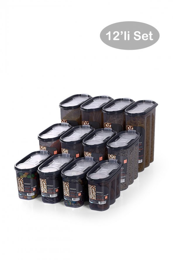 King Mop 12li Sızdırmaz Kapaklı Erzak Saklama Kabı Seti 4 x (1200 Ml, 1700 Ml, 2400 Ml) FÜKMMSK-01