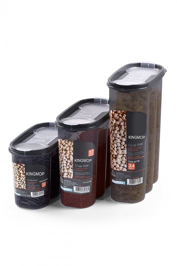 King Mop 3lü Sızdırmaz Kapaklı Erzak Saklama Kabı Seti 1 x (1200 Ml, 1700 Ml, 2400 Ml) FÜKMMSK-01 - 2