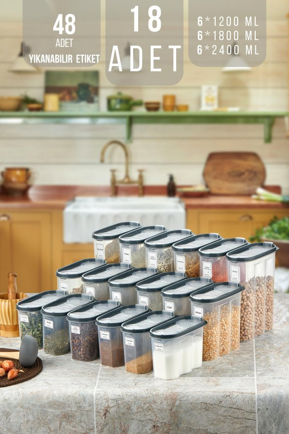 King Mop 18li Sızdırmaz Kapaklı Erzak Saklama Kabı Seti 6 x ( 1200 Ml, 1700 Ml, 2400 Ml ) KMMSK-01
