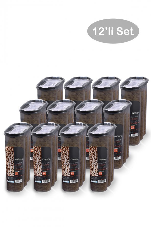 King Mop 12 Adet Büyük Boy Sızdırmaz Kapaklı Erzak Saklama Kabı Seti 12 X (2400 ml) - 2