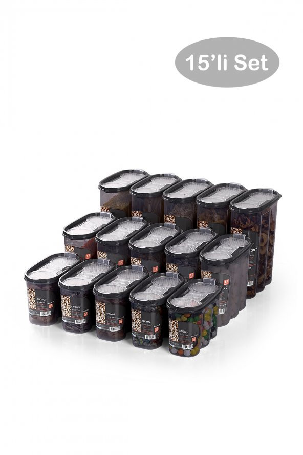King Mop 15li Sızdırmaz Kapaklı Erzak Saklama Kabı Seti 5 x (1200 Ml, 1700 Ml, 2400 Ml) FÜKMMSK-01 - 2