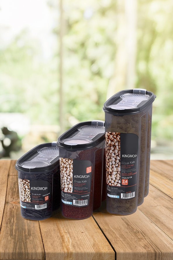 King Mop 3lü Sızdırmaz Kapaklı Erzak Saklama Kabı Seti 1 x (1200 Ml, 1700 Ml, 2400 Ml) FÜKMMSK-01 - 3