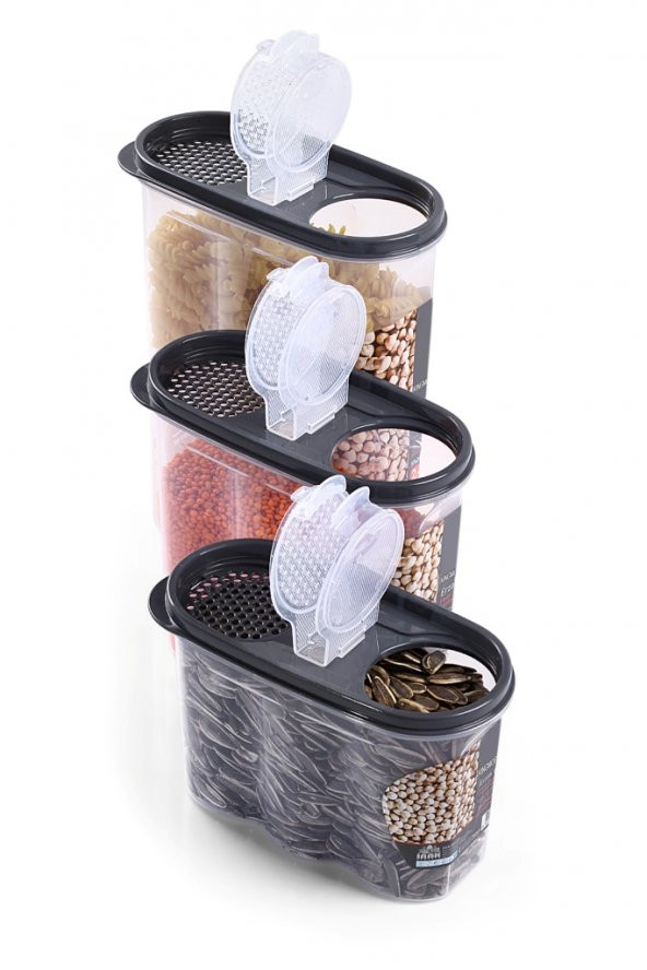 King Mop 6lı Sızdırmaz Kapaklı Erzak Saklama Kabı Seti 2 x ( 1200 Ml, 1700 Ml, 2400 Ml ) KMMSK-01 - 3