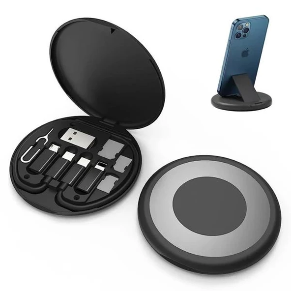 Polham 6in1 60W Type C, Micro ve İphone Lightning Kablolu, Dönüştürücü, Sim Aparatlı Seyahat Seti - 7