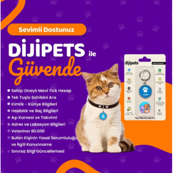 MVG Store Dijipets Beyaz Pati Dostu Akıllı Tasma Dijital Künye Ve Konum Bilgisi (Kayıp İlanı Vermeye Son) - 5
