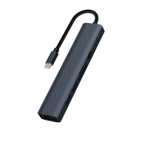 Coofbe Pd 100W 7in1 Type-C HUB RJ45 HDMI Kart Okuyucu Type-c Dönüştürücü Çoğaltıcı USB3.0 Çoğaltıcı - 4