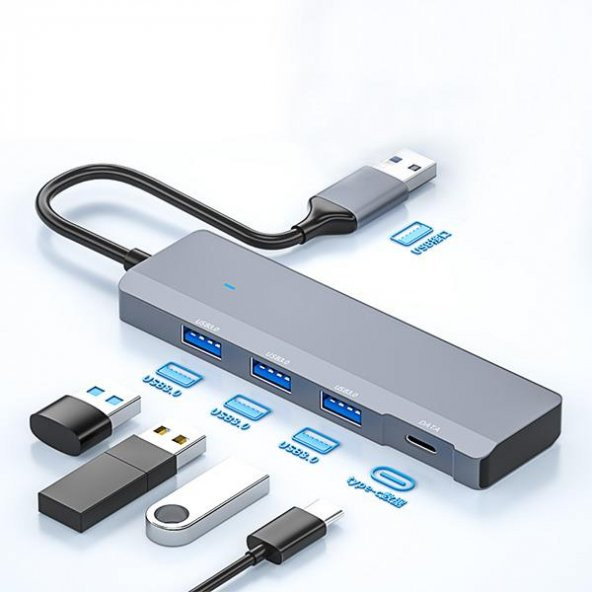 Coofbe 4in1 USB3.0 Hub Type-C Dönüştürücü Çoğaltıcı USB to Typce Dönüştürücü USB Çoğaltıcı Adaptör