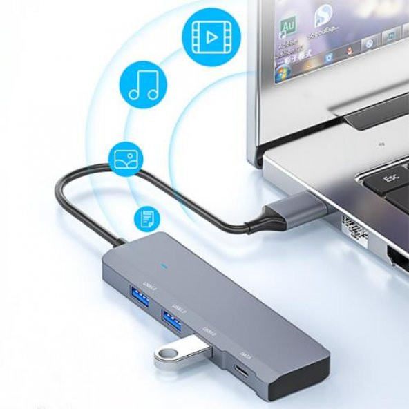 Coofbe 4in1 USB3.0 Hub Type-C Dönüştürücü Çoğaltıcı USB to Typce Dönüştürücü USB Çoğaltıcı Adaptör - 4